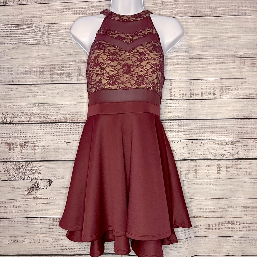 🔥 SALE HONEY & ROSIE Maroon Red Formal Knee Length Dress | Medium